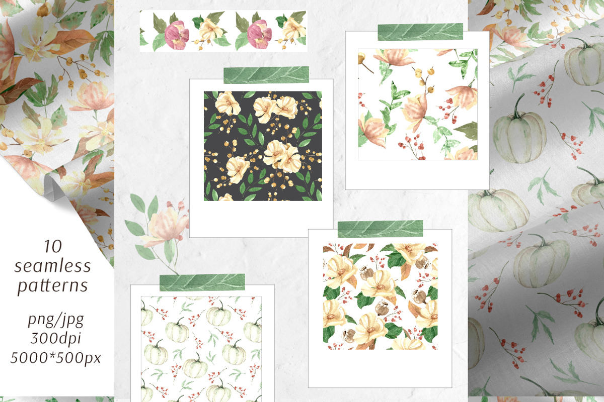 Autumn Garden Watercolor Collection, a Texture Illustration by OlgaSerbun (Photo 4 of 7)