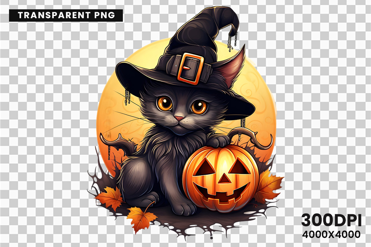 Halloween Black Cat Clipart Bundle, a Seasonal Illustration by Creative Arslan (Photo 9 of 9)