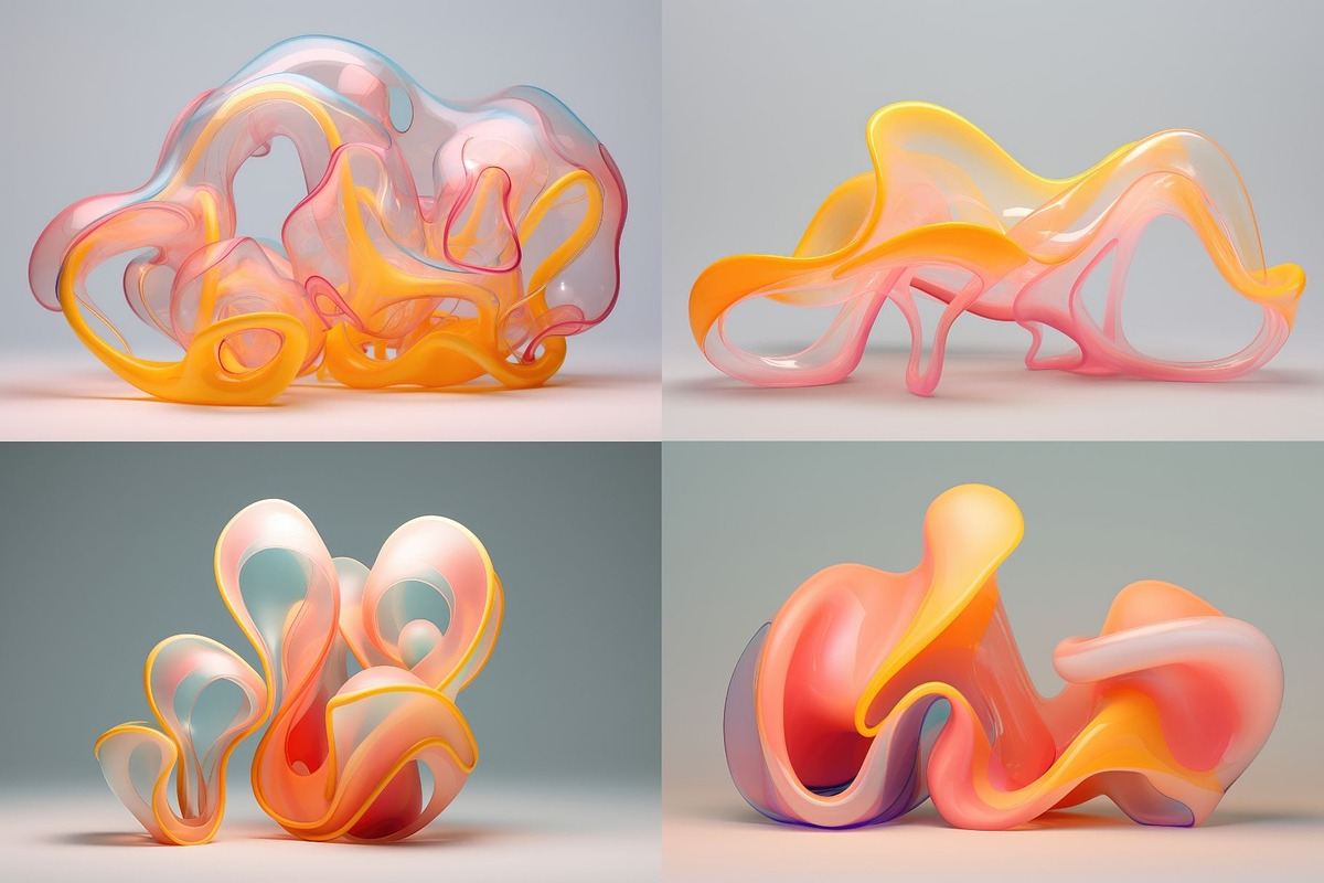 20 Translucent Twirls Sculptures, a Decorative Illustration by HipFonts (Photo 9 of 12)