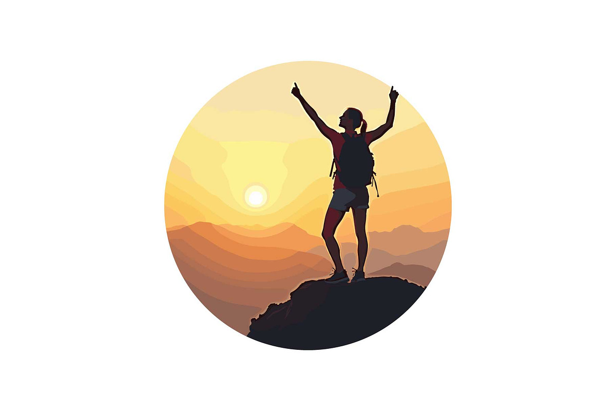 Sunset Mountain Victory Silhouette, an Object Graphic by yasushie (Photo 7 of 16)