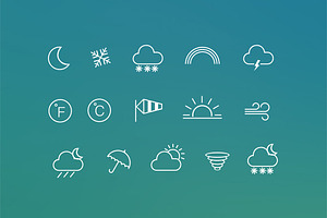 15 Weather Line Icons, an Outline Icon by Creative VIP