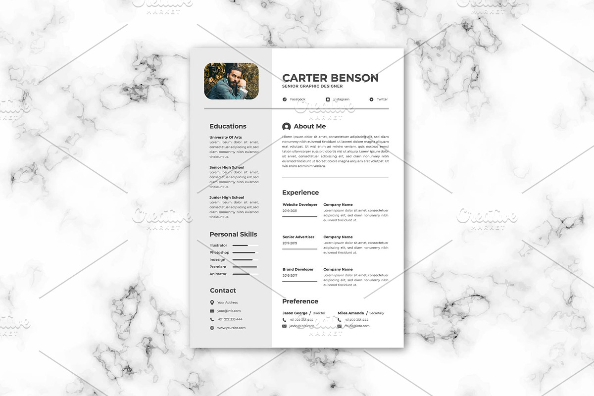 Resume CV Template, a Resume Template by Artiveko