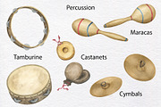 Musical Instruments Watercolor Set, an Education Illustration by KathrineWatercolor (Thumbnail 6 of 9)