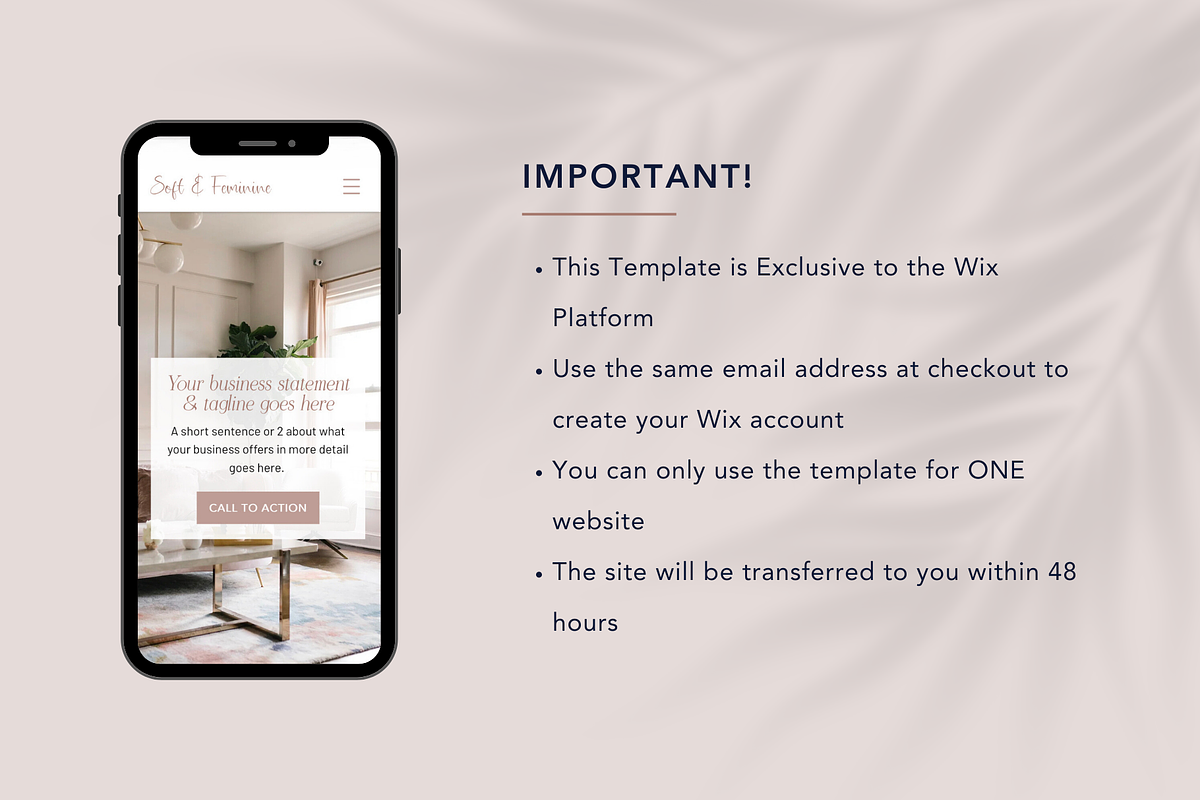 Soft & Feminine Wix Website Template, a Wix Template by Sechi Design Co (Photo 5 of 5)