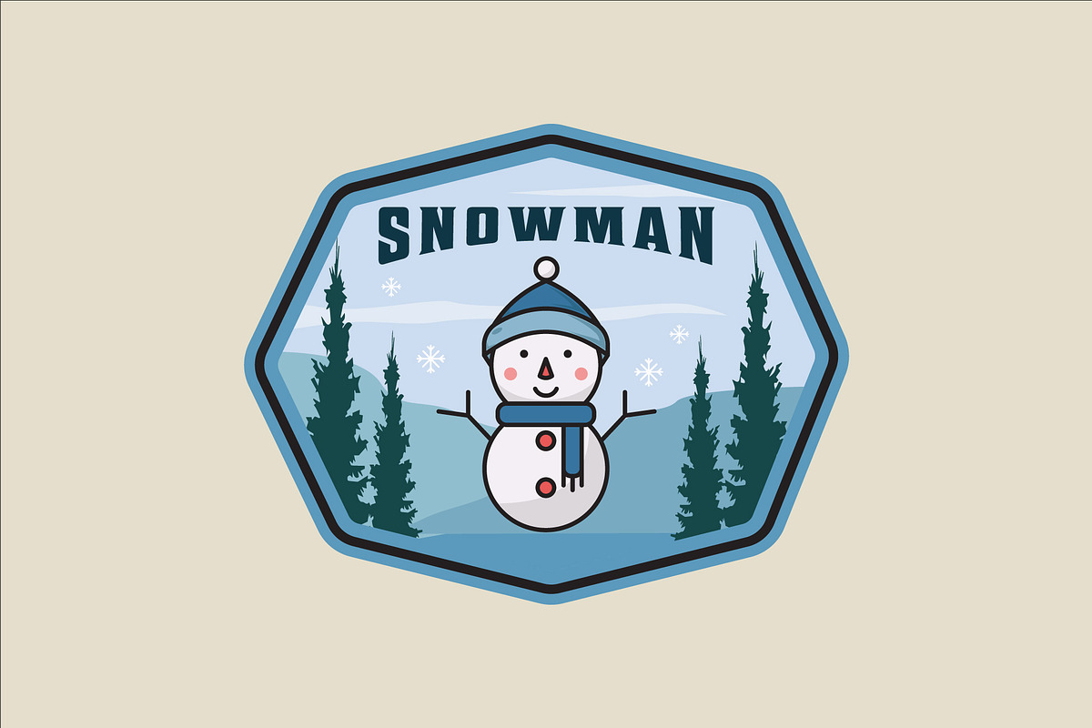 winter snowman emblem logo line, a Branding & Logo Template by zyxroun shop