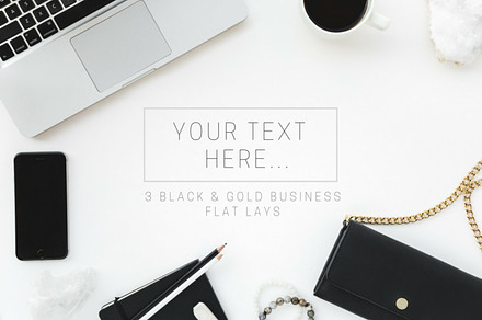 3 Black & Gold Business Flat Lays