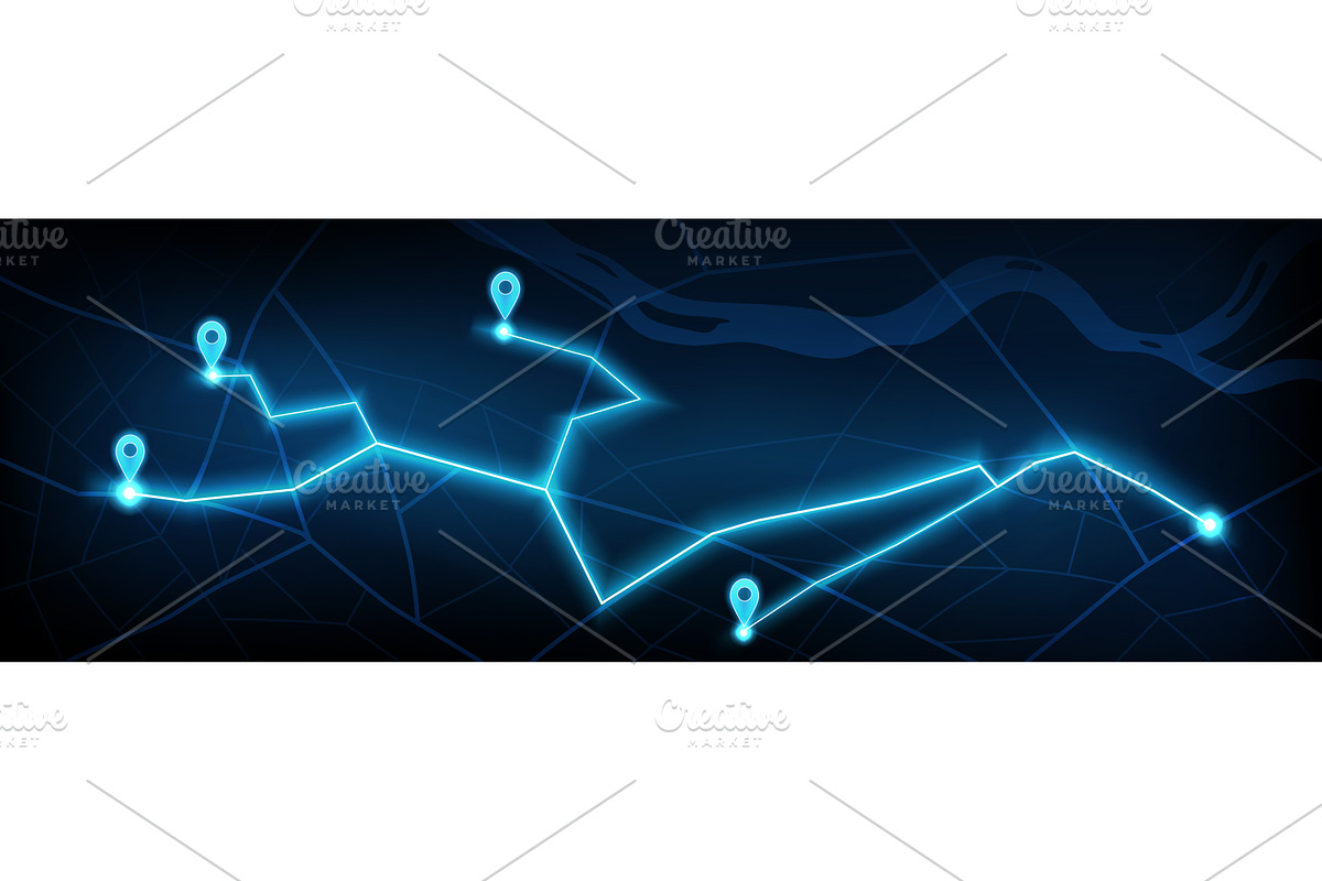 Futuristic GPS network with neon map, a Technology Illustration by art PVP - market