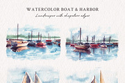 Watercolor Boat & Harbor, an Illustration by Yorda Studio (Thumbnail 2 of 11)