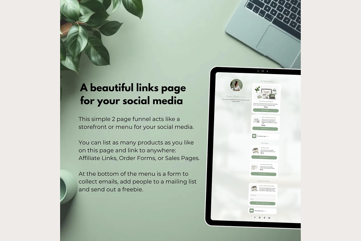 Systeme.io Sage Botanica Link in Bio, a Landing Page Template by Hayley's Digital Hub (Photo 5 of 10)