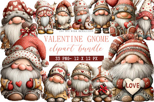 Valentine Gnomes Clipart, an Illustration by DreamArtGraphic