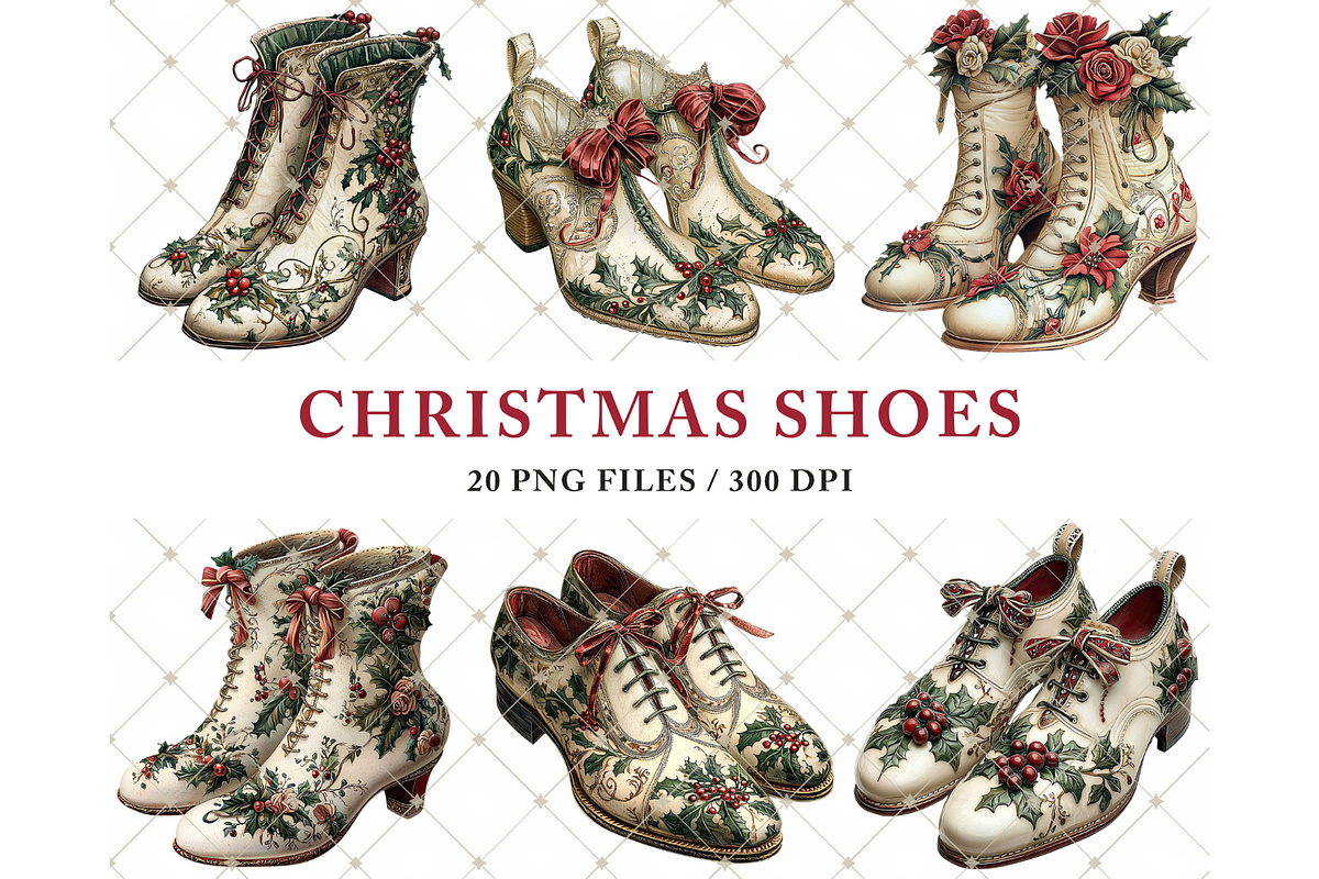 Christmas Shoes Clipart PDF, an Illustration by Memories By Lea (Photo 3 of 7)
