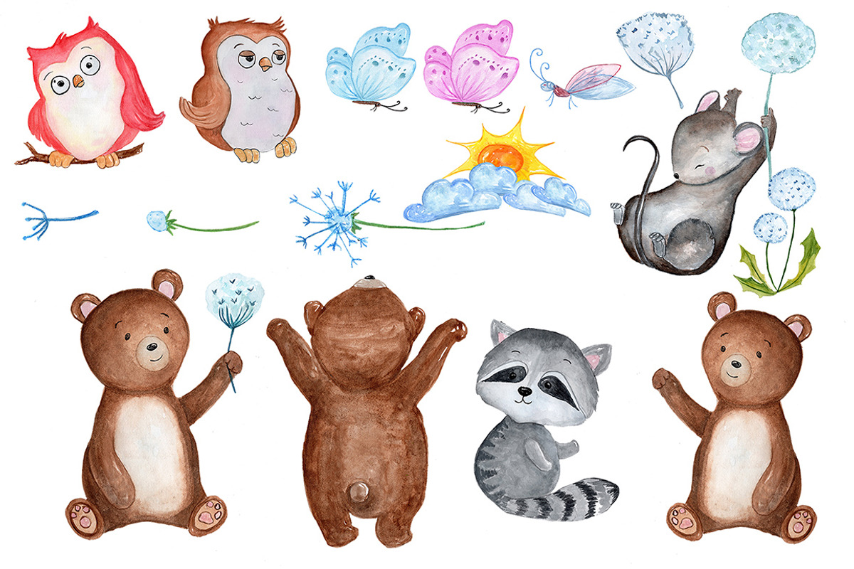 Watercolour forest animals clipart, an Animal Illustration by vivastarkids (Photo 2 of 3)