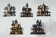 10 Haunted House Cliparts, an Object Illustration by Nuchylee Photo (Thumbnail 3 of 4)