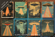 Grunge UFO posters. Retro Art., a Decorative Illustration by KENO Mascots (Thumbnail 2 of 5)