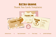 Retro Thank You Cards Templates, a Card Template by Hell Yeah Designs (Thumbnail 1 of 7)