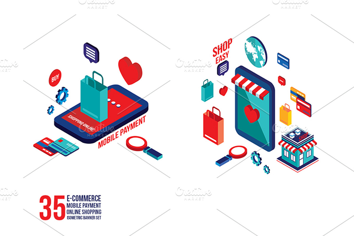Online shopping e-commerce banners, a Work Illustration by Anttoniu (Photo 2 of 5)