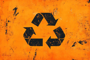 Black grunge recycling symbol, a Photo by Pavel_design