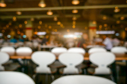 Blurry background of luxury restaurant. Abstract and background, an Architecture Photo by Ministocker