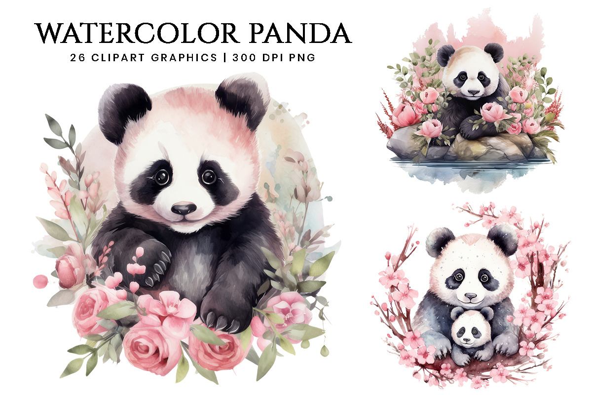 Watercolor Panda Clipart Bundle | Animal Illustrations ~ Creative Market