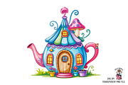 Teapot House PNG Clipart Bundle, a Graphic by Clipart Studio (Thumbnail 6 of 11)