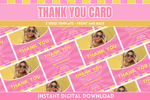 Pink Thank You Card, a Card Template by SunshineStudioBoutique
