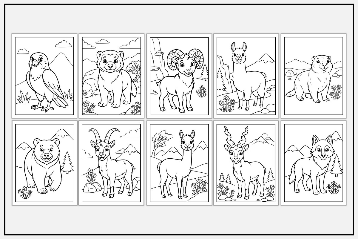 Mountain Animals Coloring Pages, an Animal Illustration by Lamia Emad (Photo 2 of 5)