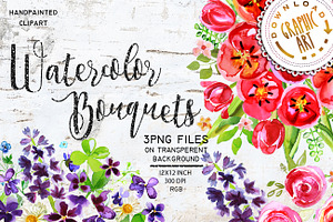 Watercolor Bouquet Clipart Handpaint