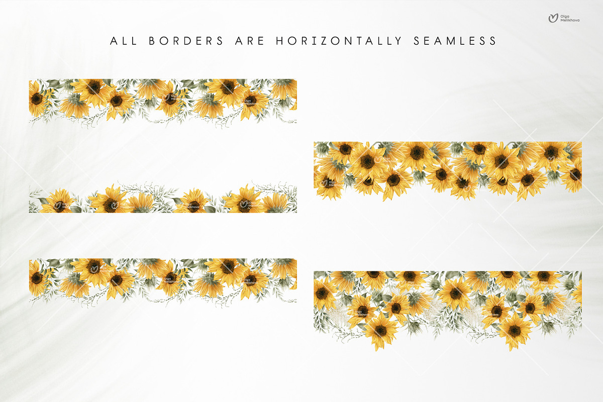 Sunny sunflowers, watercolor flowers, a Texture Illustration by ollalya (Photo 7 of 16)