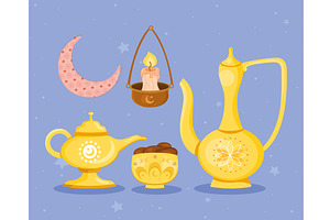 vive eid mubarak icons, an Illustration by studiogstock