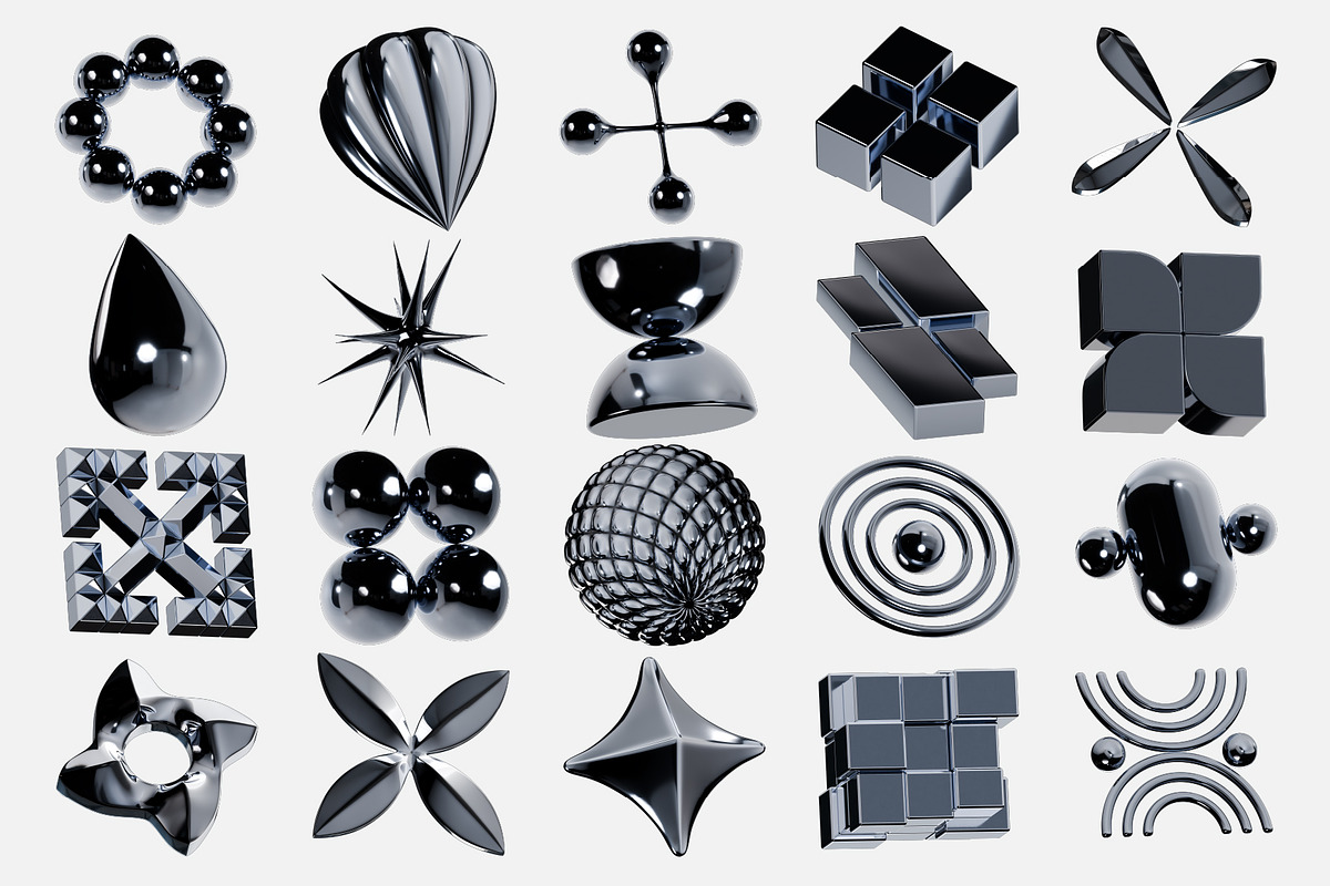 Abstract Chrome 3D Icon Set, an Object 3D Model by Eklip Studio (Photo 3 of 6)