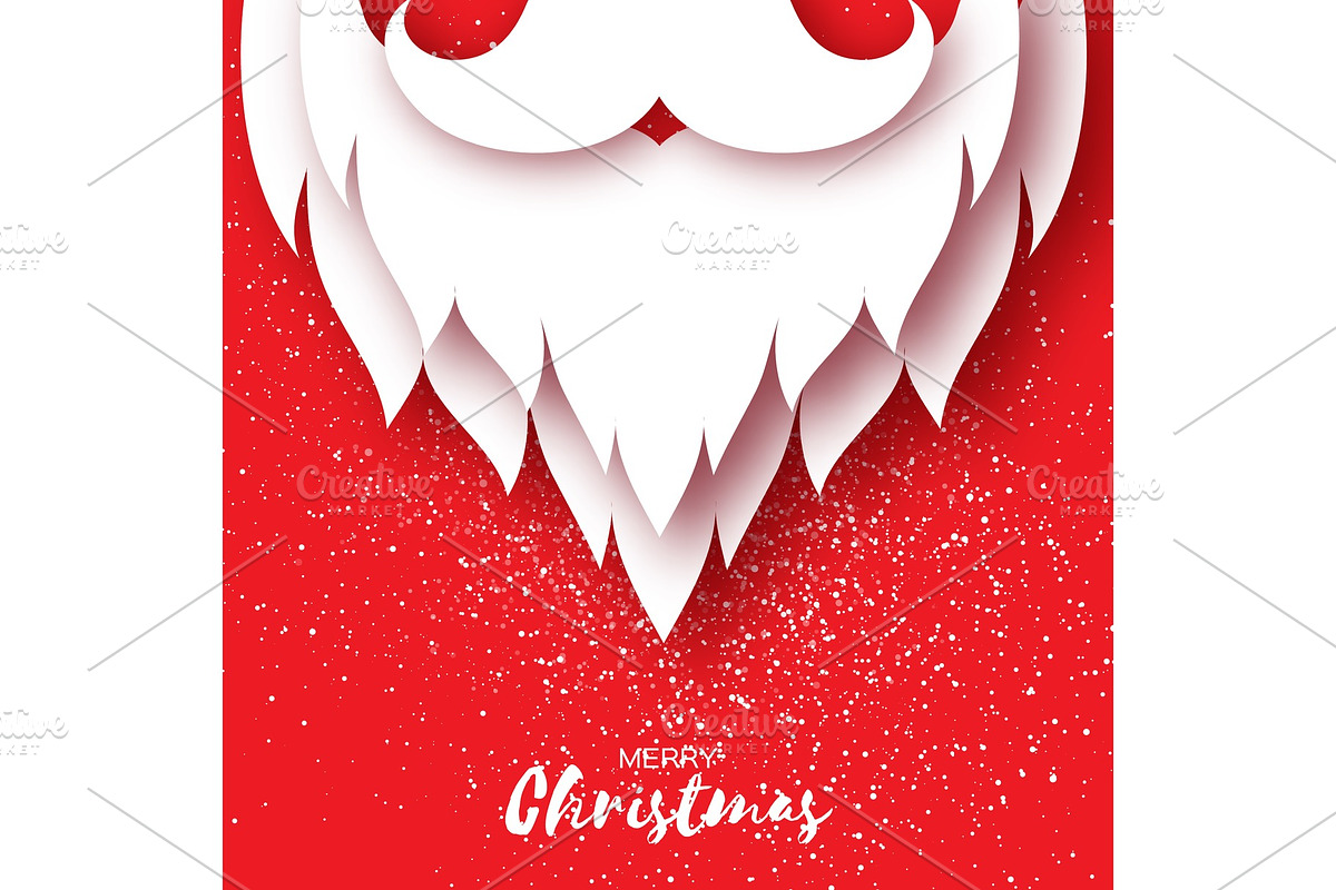 Merry Christmas card with Santa Claus beard and mustache, a Decorative Illustration by Masherdraws