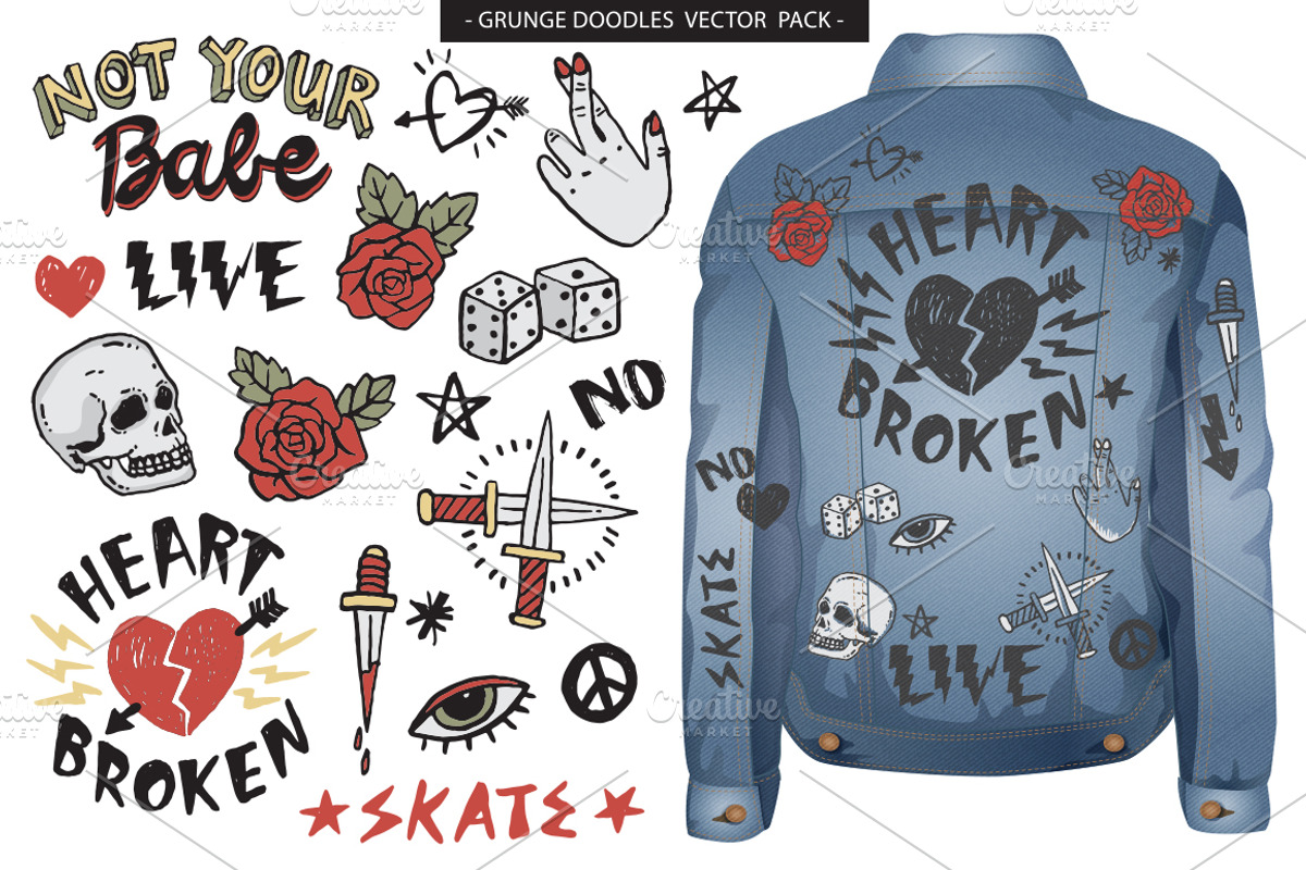 Grunge Graffiti Doodles Vector Pack, a Decorative Illustration by Lindy_doodle (Photo 3 of 13)