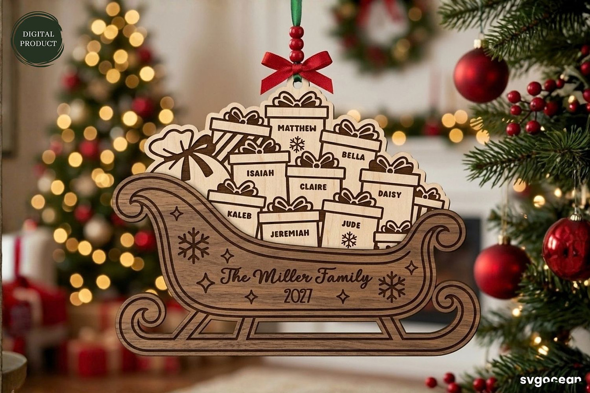 Santa Sleigh Ornaments SVG Bundle, a Decorative Illustration by svgocean (Photo 16 of 21)