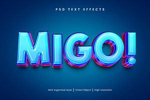 3D Style Migo Editable Text Effect