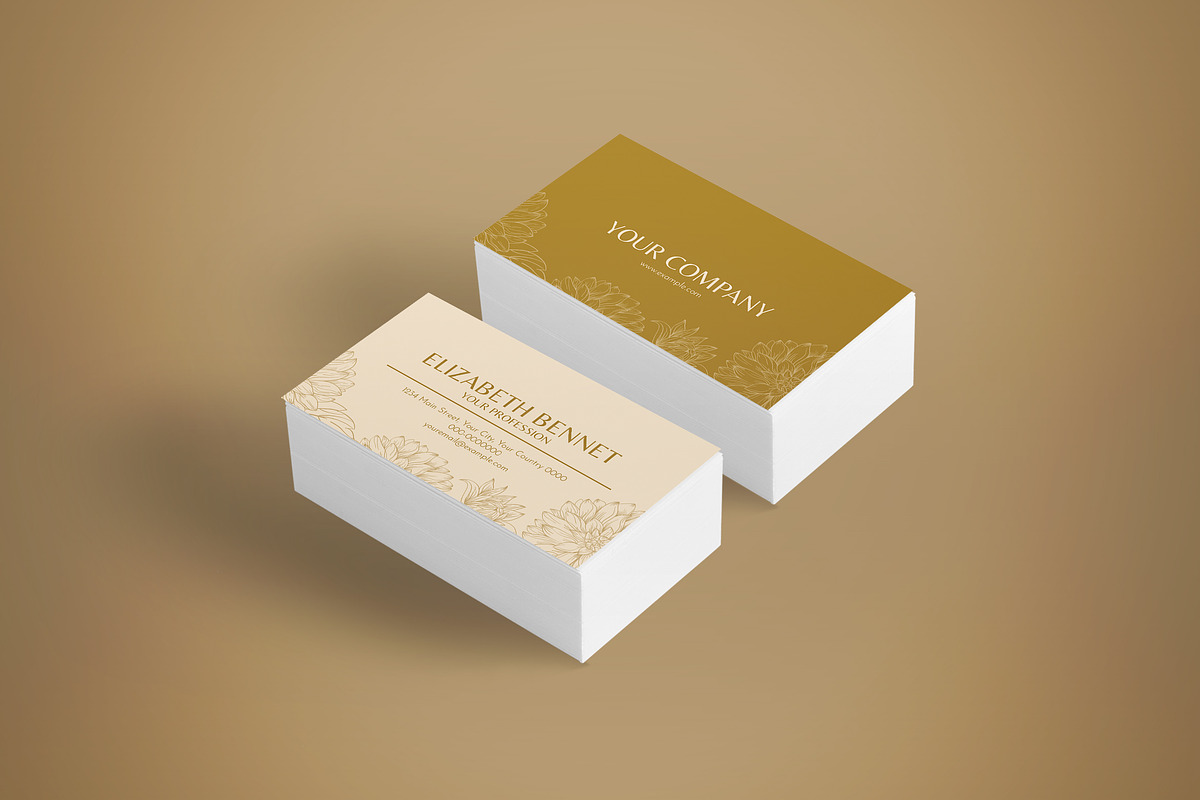 Yellow Floral Business Card, a Business Card Template by graphicook (Photo 2 of 3)