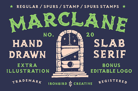 Marclane & Extras, a Slab Serif Font by IronbirdCreative
