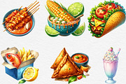 Watercolor Street Food Clipart, an Illustration by Black Bird Studio (Thumbnail 2 of 6)