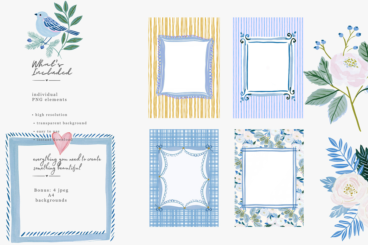 blue Christmas watercolor clipart, a Decorative Illustration by Patishop Art (Photo 5 of 13)