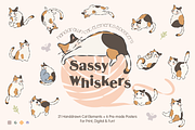 Sassy Whiskers – Cute Cat Vector Set, an Animal Illustration by feverfew.an (Thumbnail 1 of 11)