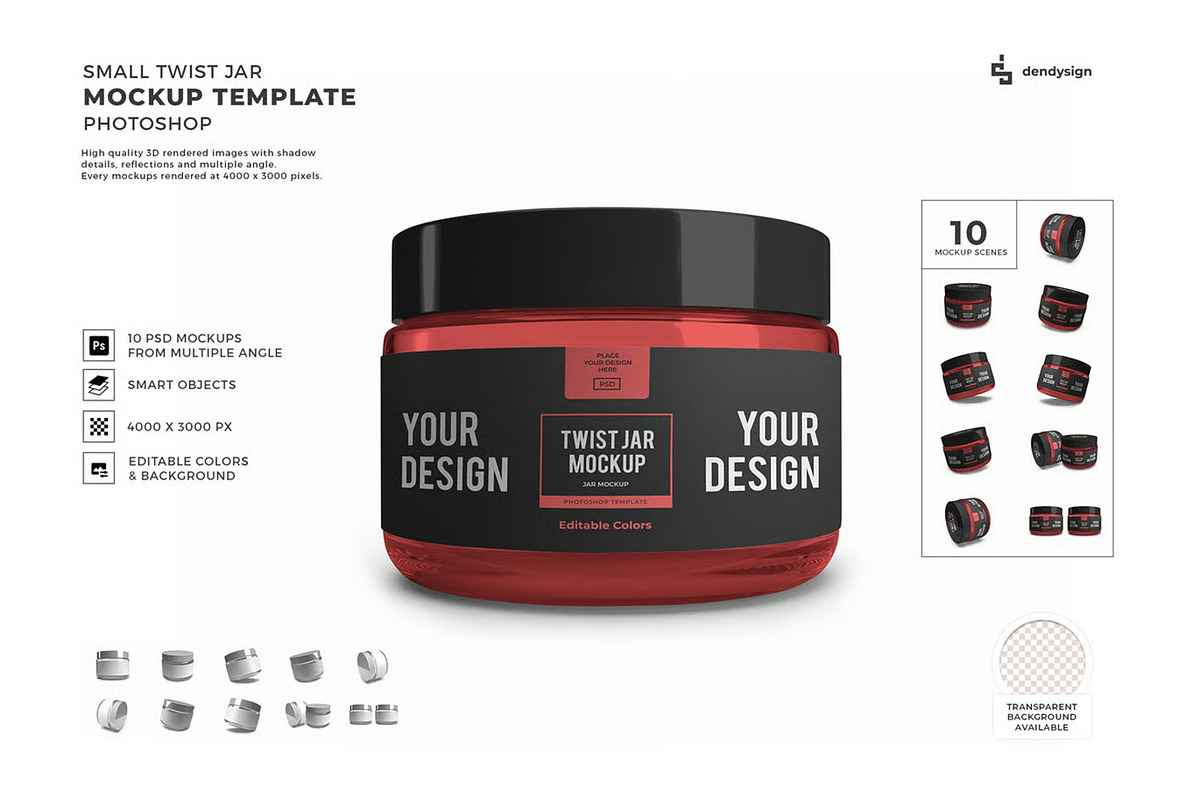Twist Jar Packaging Mockup Template, a Packaging Mockup by DesignRushMarket (Photo 1 of 11)