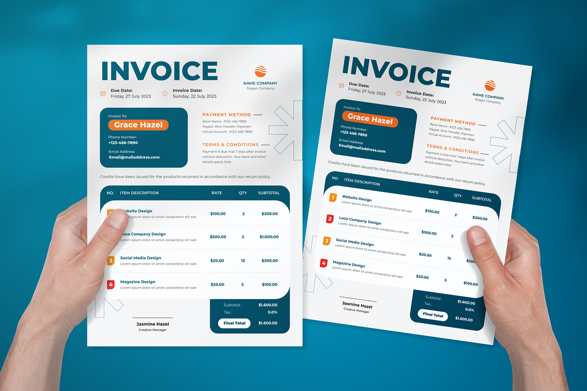 Blazy Modern Invoice, a Print Template by SquidPixey (Photo 4 of 6)