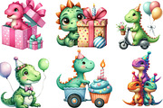 Cute Birthday Dinosaurs Clipart, an Illustration by Designking (Thumbnail 3 of 4)