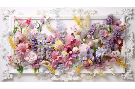 bouquet frame flowers ai generated, a Nature Photo by pikepicture