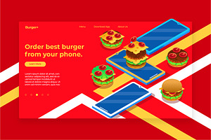 Burger Isometric - Landing Page