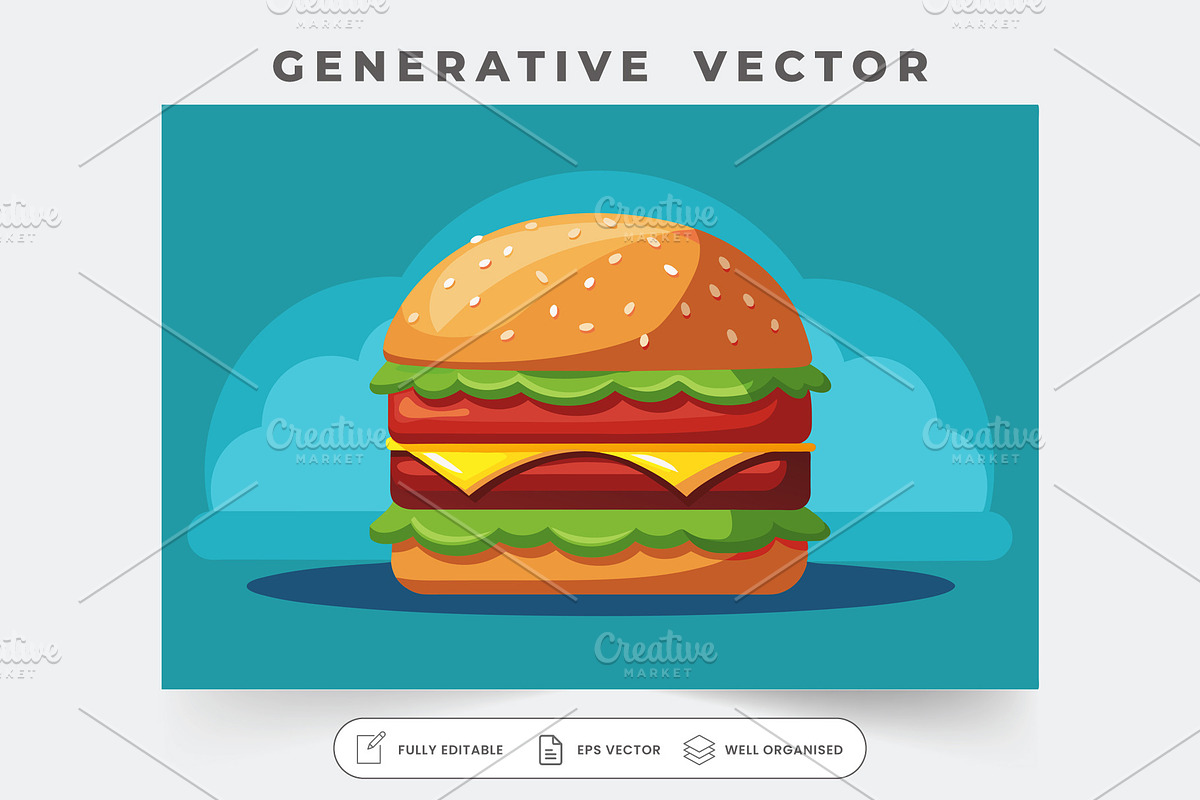 A vibrant hamburger with layers of c, a Graphic by Iftikhar Alam