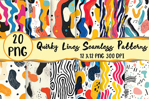 Quirky Lines Seamless Patterns, a Seasonal Illustration by Daily.Designs