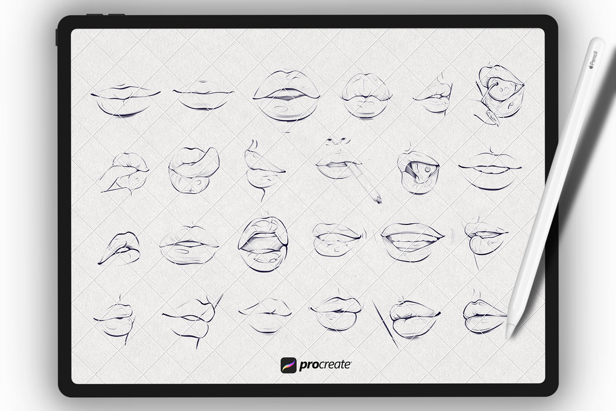 Procreate face brushes | lips stamps, a Brush Add-On by Procreate Market (Photo 3 of 4)