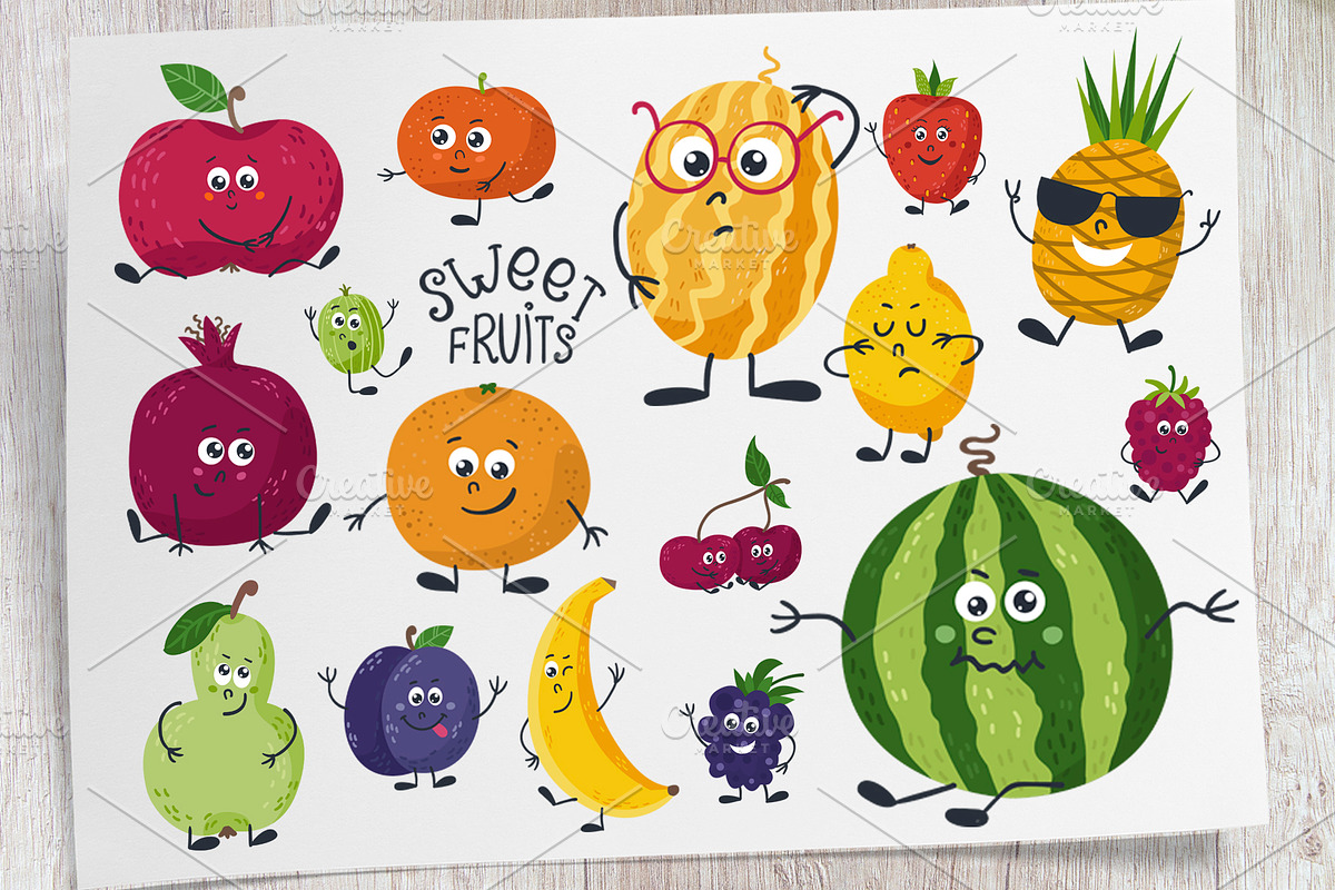 Funny fruits & vegetables, a Graphic by Nafanya (Photo 3 of 9)
