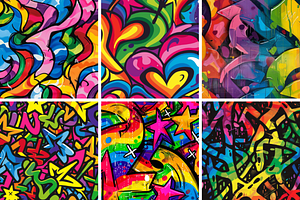 Rainbow Graffiti Seamless Patterns