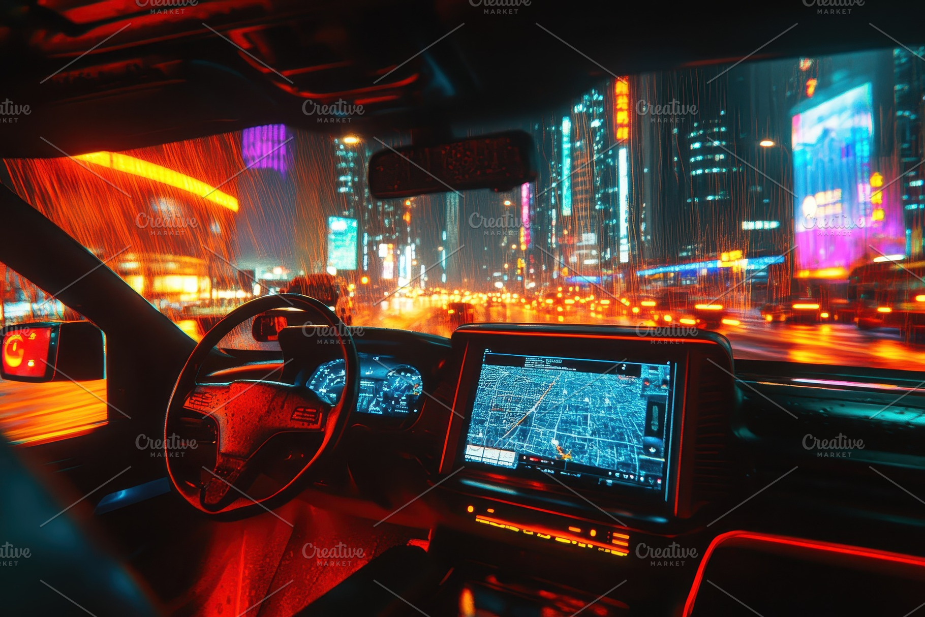 Nighttime city driving with a modern, a Photo by Pavel_design